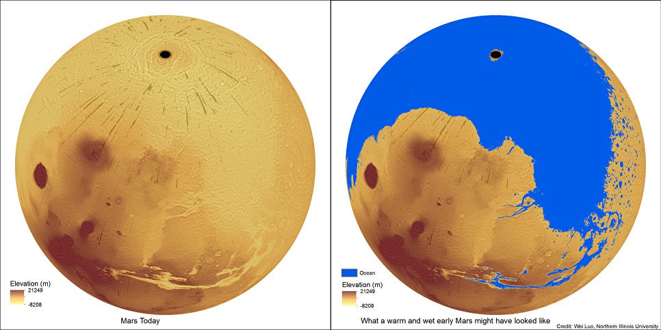 Планетологи уточнили, когда на Марсе могли появиться океаны